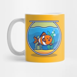 Clown Fish Swimming In The Aquarium Cartoon Mug